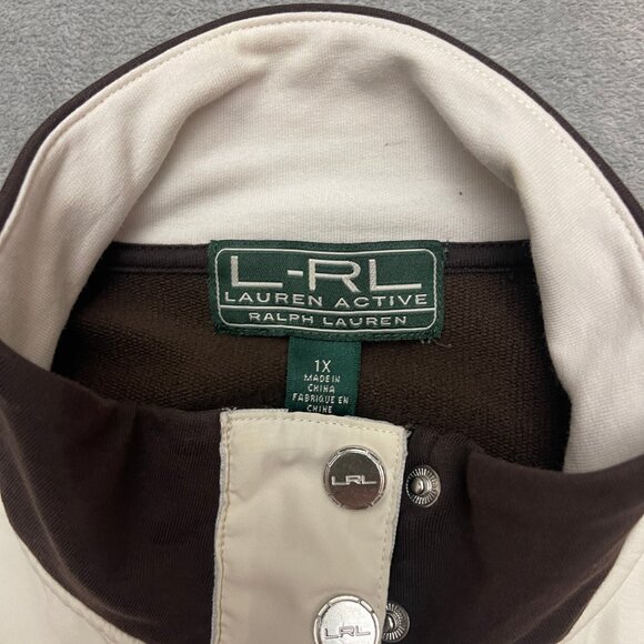 Lauren Active Ralph Lauren Crest Logo Full Zip Track Jacket Brown Women's 1X - Picture 3 of 9